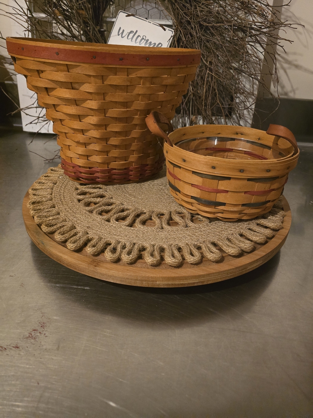Longaberger Signature Basket with Red Accent